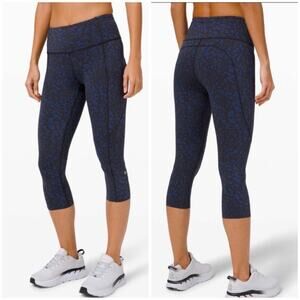 Lululemon 6 Fast & Free High-Rise Crop II Leggings 19” Wild Thing Camo Larkspur